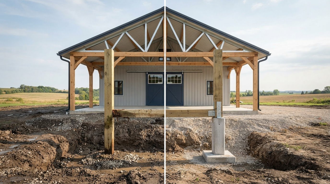 Perma-Column vs Pressure-Treated Post: Choosing the Right Foundation for Your Windsor Pole Barn